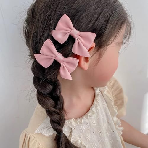 2-Piece Gradient Rainbow Hair Bow Clips with Pearls and Ribbons for Girls