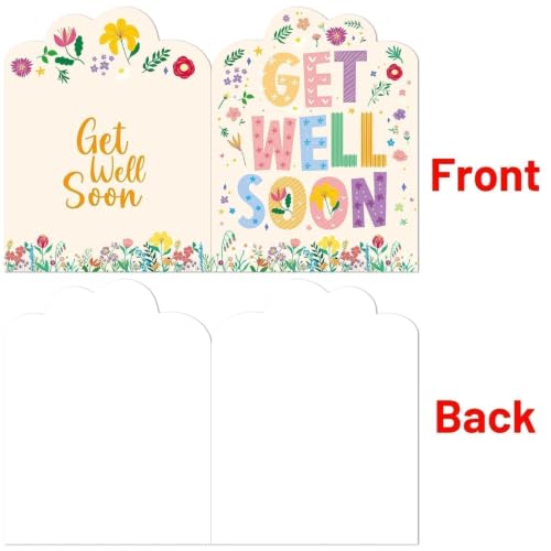 Jumbo Get Well Soon Cards - 3 Floral Designs with Envelopes