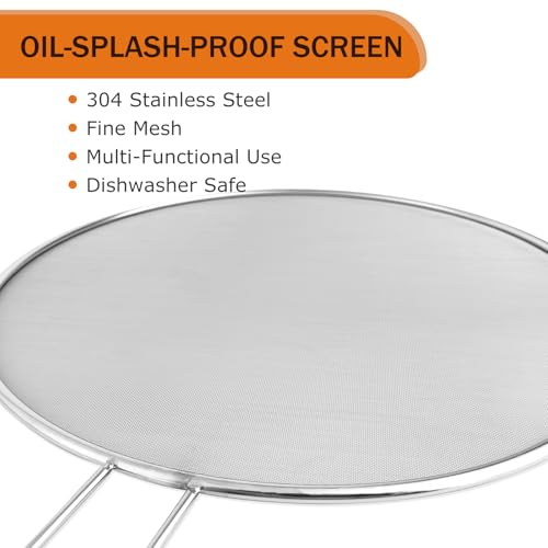 YOLCAR 13-Inch Stainless Steel Splatter Guard for Skillets & Pots