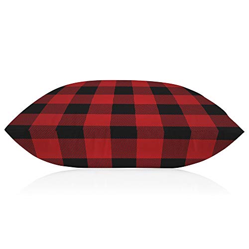 EKOBLA Buffalo Plaid Throw Pillow Cover 20x30 Inch, Red & Black Lumbar Case