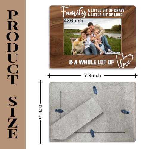 Rustic Family Photo Frame - Farmhouse Wooden Picture Frame for 4x6 Photos, Brown