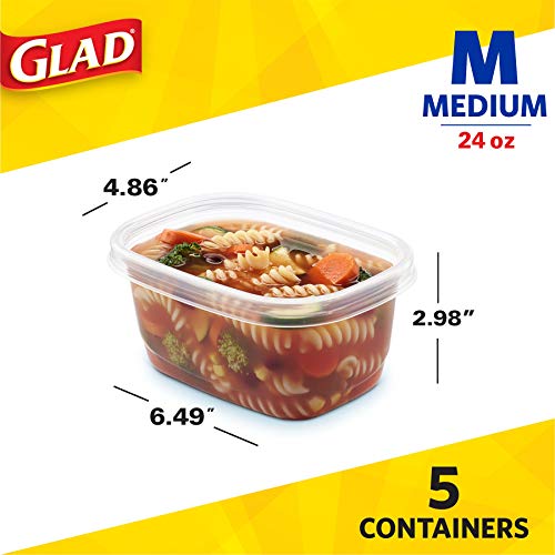 Glad GladWare Medium Rectangle Food Storage Containers, 24 oz, 30 Count