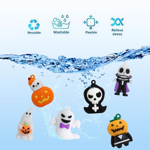 24Pcs Halloween Mini Figurines Set - Spooky Ghosts, Pumpkins & Skeletons