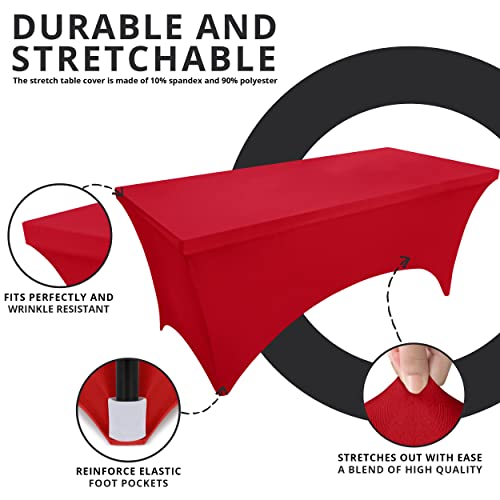 Utopia Kitchen 6ft Spandex Rectangular Table Cloth - Red Stretch Cover