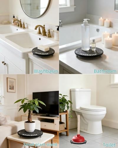 KHASIM Diatomaceous Earth Toilet Plunger Drip Tray - 7-Inch Gray Mat