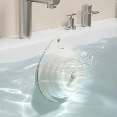 White Silicone Magnetic Bathtub Overflow Drain Cover - Adds 2-4 Inches for Deeper Soaks