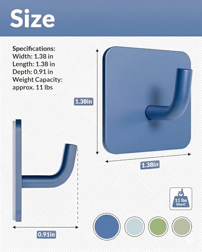 DEKAZIA Kids Wall Hooks - Blue-Green Self-Adhesive Coat Hooks