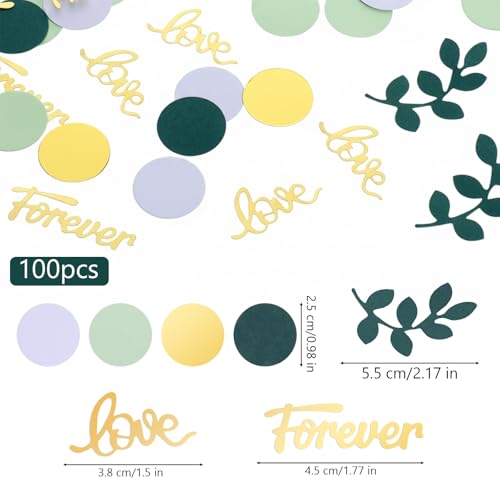100 PCS Greenery Wedding Table Confetti with Gold Letters