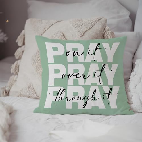 Sage Green Christian Scripture Throw Pillow Cover, 18x23in Bible Verse Decor