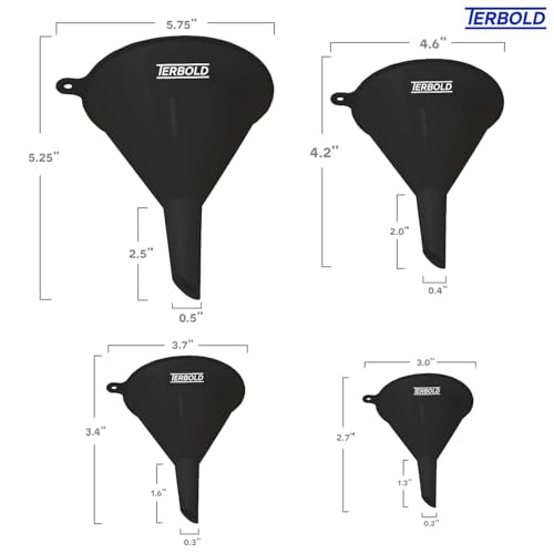 Terbold 4-Piece Black Funnel Nesting Set - Kitchen & Utility Use