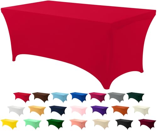 Utopia Kitchen 6ft Spandex Rectangular Table Cloth - Red Stretch Cover