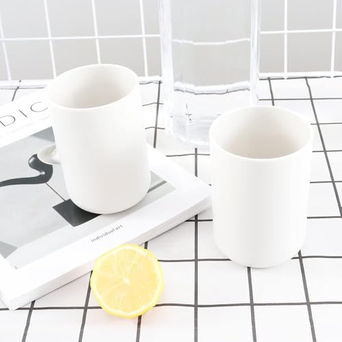 Bathroom Tumblers 2-Pack, White & White - Unbreakable 10oz Cups