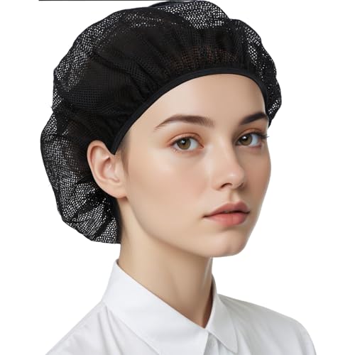Black 6-Piece Chef Hat Set Unisex Mesh Cooking Hats Food Service Hair Nets