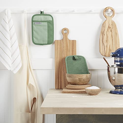 KitchenAid Beacon Non-Slip Pot Holder Set - 2 Piece, 7"x10", Pistachio/Graphite