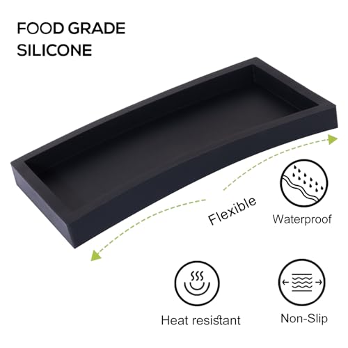 Heagoale Silicone Bathroom Vanity Tray, 7.9" x 4" Sink Organizer - Black