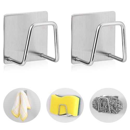 Luckyiren Stainless Steel Sponge Holder - 2 Pack Silver Sink Caddy