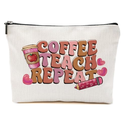 Teacher Appreciation Makeup Bag - Canvas Travel Toiletry Pouch Gift