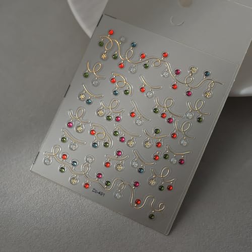 LYLYNB 5D Embossed Christmas Nail Art Stickers Self Adhesive Decals