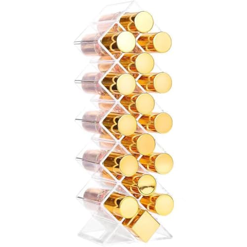 Acrylic Lipstick Organizer - 16-Slot Stackable Clear Makeup Holder