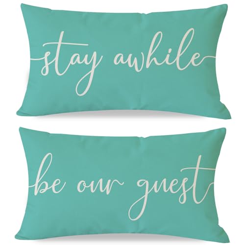 Farmhouse Decorative Pillow Covers 12x20 Set of 2 - Turquoise