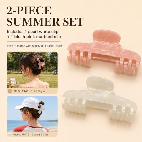 Aileam 2 Pcs Large Hat Claw Clips for Baseball Caps Tortoise Shell