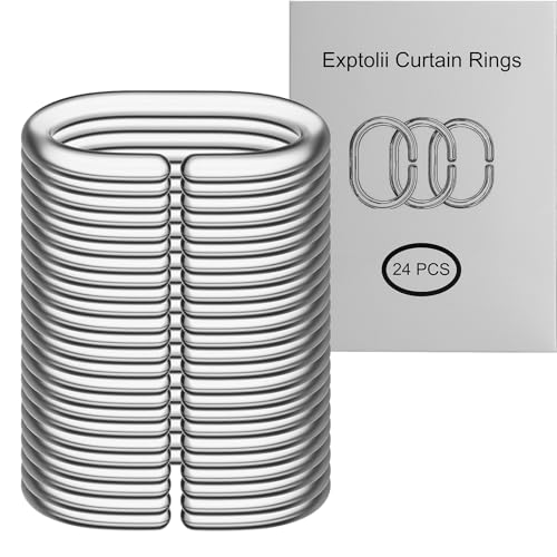 Exptolii 24 PCS C-Shaped Plastic Shower Curtain Rings - Clear Glide Hooks