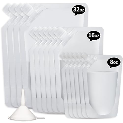 BPA-Free Reusable Plastic Flasks - Leak-Proof Juice Bags (Pack of 16)