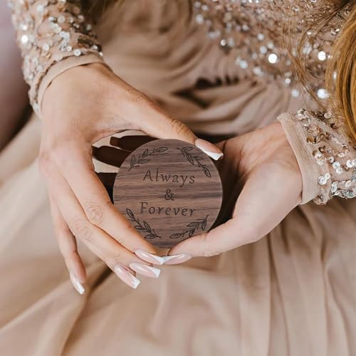 Always&Forever Wooden Ring Box for Wedding Ceremony and Engagement Proposal