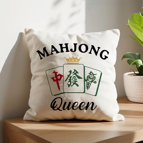Mahjong Queen Throw Pillow Cover - 18x26 Velvet Cushion Case (Mahjong-01)