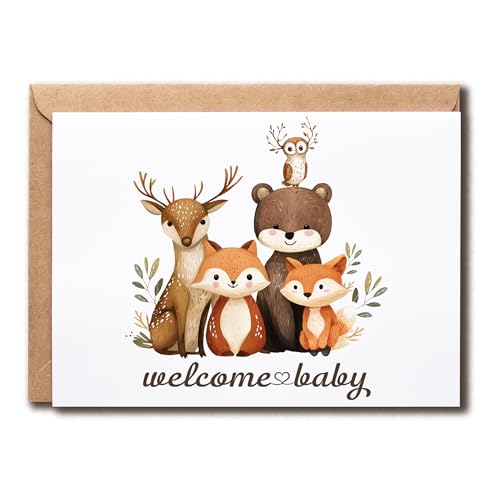 Welcome Baby Animals Card - New Baby Shower Greeting Card for New Mom