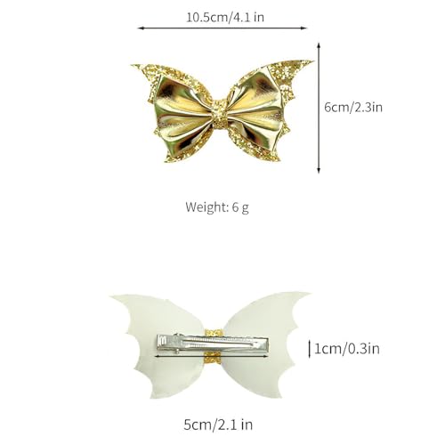 Halloween Bat Wing Hair Bows 4PCS Glitter Hair Clips for Kids Girls