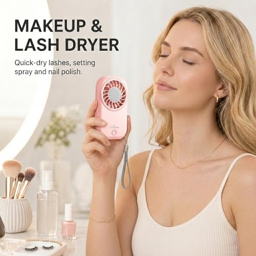 WHATOOK Pink Mini Fan - Portable 5-Speed Handheld USB Fan