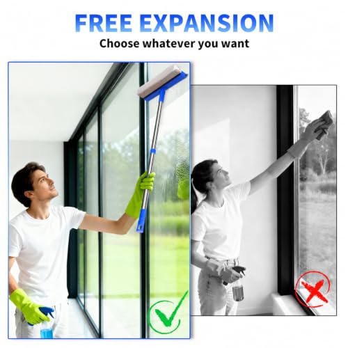 Retractable Window Squeegee with 2-in-1 Cleaning Tool - 18.5"-28.5"