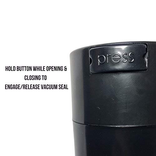Black Airtight Vacuum Sealed Herb Storage Jar - Smell Proof Travel Stash Container