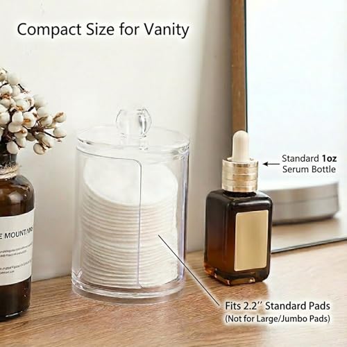 AkoSlale Cotton Round Holder with Lid - Clear 10oz Pad Dispenser