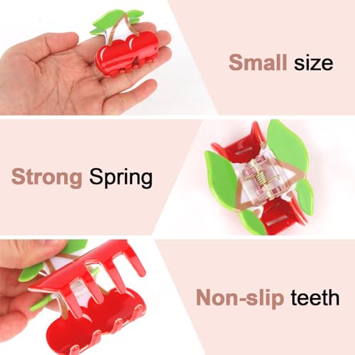 AMCAMI Cherry Hair Claw Clips 2 Pack Non Slip Small Fruit Hair Accessories