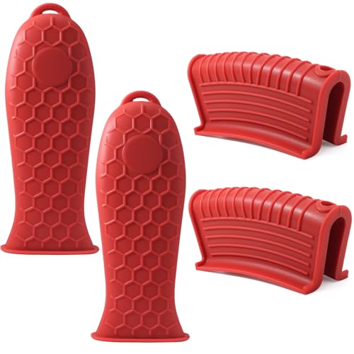 Bonsicoky Red Silicone Hot Handle Holder Sleeve Set - 4 Pieces