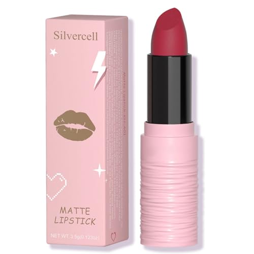 Silvercell Deep Red Matte Lipstick Waterproof Smudge-Proof Gothic Makeup