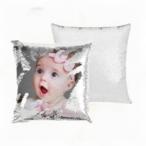 Sublimation Sequin Pillow Covers 16x16 Silver - 2 Pack Reversible Blanks