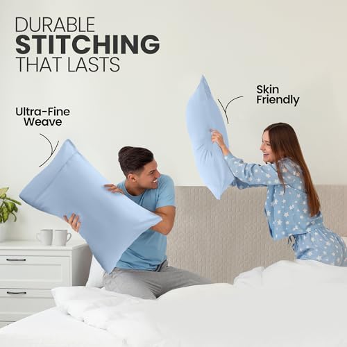 Utopia Bedding Queen Size Pillow Case Set of 4 - Ice Blue Microfiber