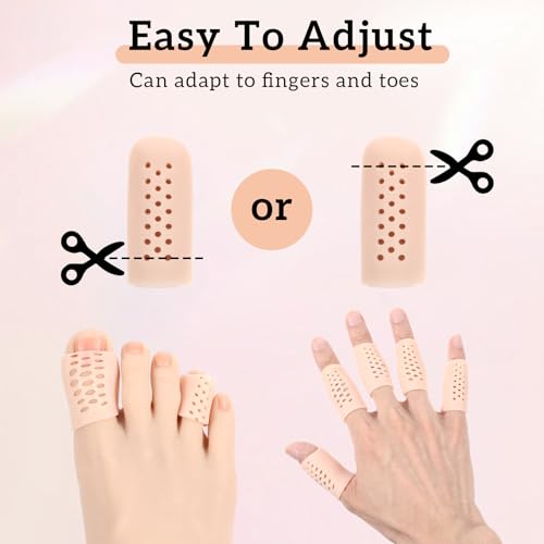 16 Pcs Gel Finger Cots with Air Holes Silicone Finger Protectors Breathable Covers Protection Anti Nail Biting Gloves for Fingers Tips Toe Sleeves Protection for Wound Fingers Cracking (Nude)
