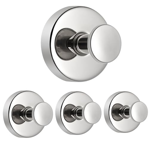 4-Pack Suction Cup Hooks for Bathrooms - Stainless Steel & PVC