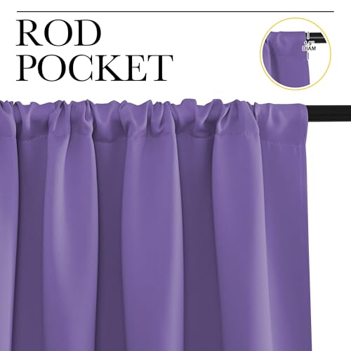 NICETOWN Lilac Purple Blackout Curtains, 52" x 63" (Set of 2)