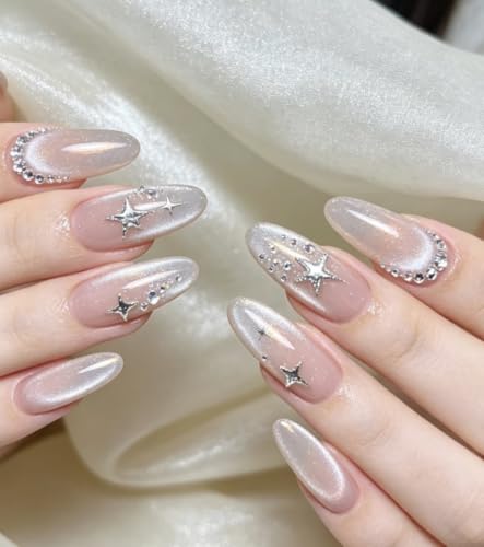 Star Nail Art Stickers 6 Sheets with Tweezer 3D Self-Adhesive Decals