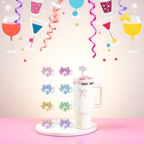 Silicone Straw Covers for Stanley Cup Tumblers - 3 Pcs Bow Design
