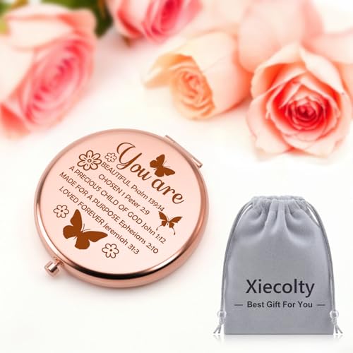 Xiecolty Christian Compact Mirror Inspirational Faith Bible Verse Gift