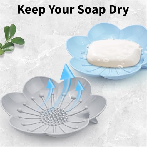 Mabnuby XL Self-Draining Soap Dish - Flexible Silicone Flower Holder