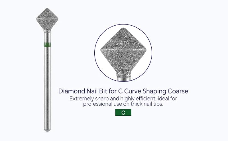 Rhombus Diamond Nail Bit for C Curve Shaping 3/32" Efile | Medium