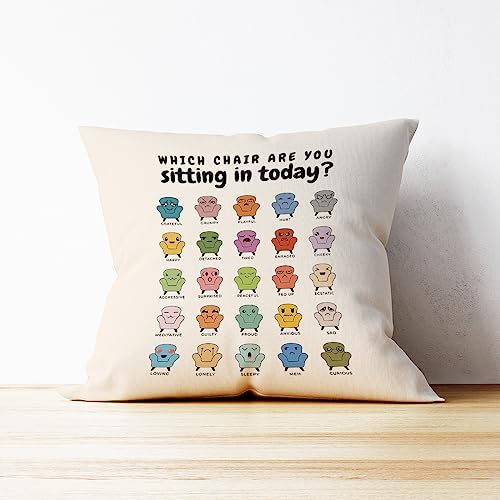 Feelings Mental Health Throw Pillow Cover 18x18, Color-4 Linen Sofa Decor