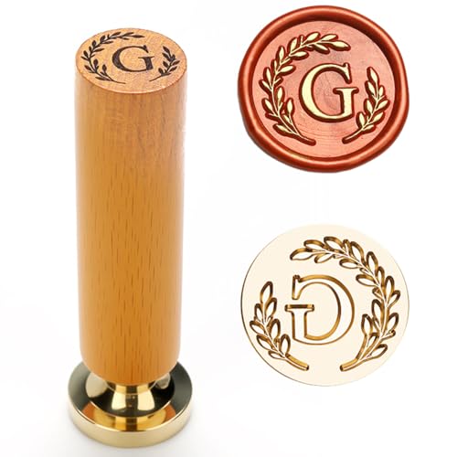 YOLAKIS Botanical Wax Seal Stamp with Initial G - Vintage Floral Design